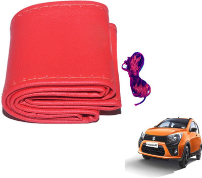 Auto Hub Hand Stiched Steering Cover For Maruti Celerio(Red, Leatherite)