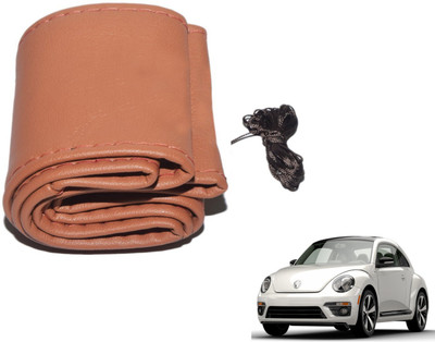 Auto Hub Hand Stiched Steering Cover For Volkswagen Beetle(Brown, Leatherite)