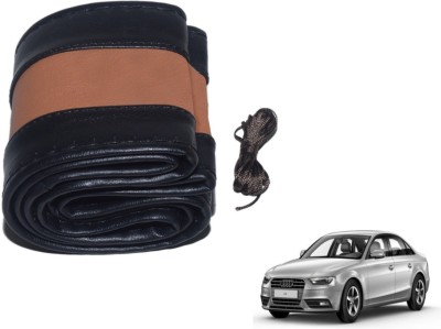 Auto Hub Hand Stiched Steering Cover For Audi A4(Black, Brown, Leatherite)