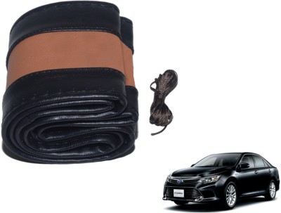Auto Hub Hand Stiched Steering Cover For Toyota Camry(Black, Brown, Leatherite)