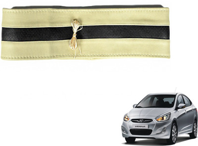 Auto Hub Hand Stiched Steering Cover For Hyundai Fluidic Verna(Beige, Black, Leatherite)