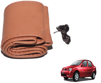 Auto Hub Hand Stiched Steering Cover For Mahindra Logan(Brown, Leatherite)