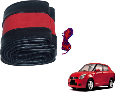 Auto Hub Hand Stiched Steering Cover For Maruti Swift Dzire(Black, Red, Leatherite)