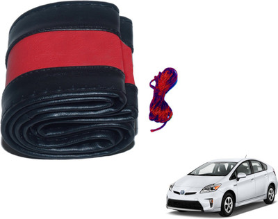 Auto Hub Hand Stiched Steering Cover For Toyota Prius(Black, Red, Leatherite)