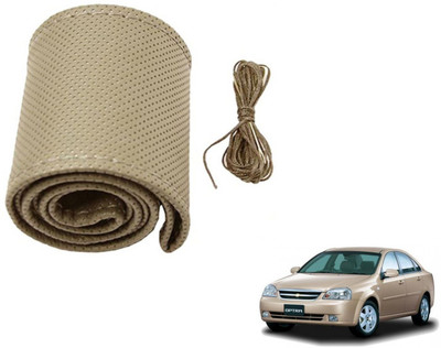 Auto Hub Hand Stiched Steering Cover For Chevrolet Optra(Beige, Leatherite)