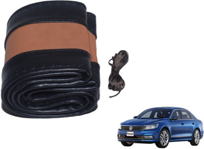 Auto Hub Hand Stiched Steering Cover For Volkswagen Passat(Black, Brown, Leatherite)