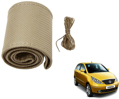 Auto Hub Hand Stiched Steering Cover For Tata Indica Vista(Beige, Leatherite)