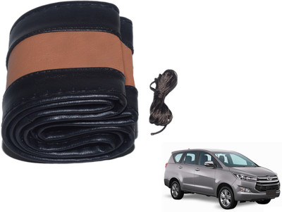 Auto Hub Hand Stiched Steering Cover For Toyota Innova(Black, Brown, Leatherite)