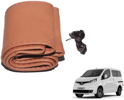 Auto Hub Hand Stiched Steering Cover For Nissan Evalia(Brown, Leatherite)
