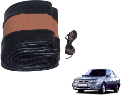 Auto Hub Hand Stiched Steering Cover For Daewoo Cielo(Black, Brown, Leatherite)