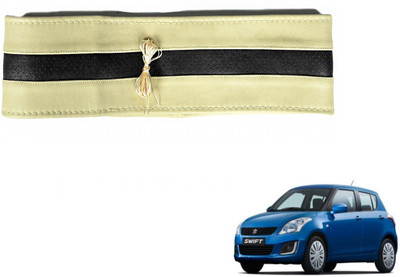 Auto Hub Hand Stiched Steering Cover For Maruti New Swift(Beige, Black, Leatherite)