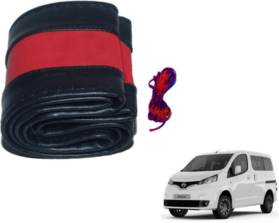 Auto Hub Hand Stiched Steering Cover For Nissan Evalia(Black, Red, Leatherite)