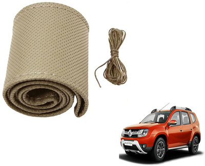 Auto Hub Hand Stiched Steering Cover For Renault Duster(Beige, Leatherite)