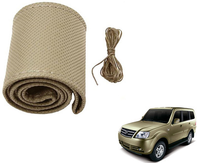 Auto Hub Hand Stiched Steering Cover For Tata Sumo Grande(Beige, Leatherite)