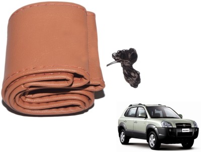Auto Hub Hand Stiched Steering Cover For Hyundai Tucson(Brown, Leatherite)