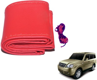 Auto Hub Hand Stiched Steering Cover For Tata Sumo Grande(Red, Leatherite)