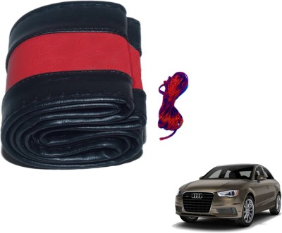 Auto Hub Hand Stiched Steering Cover For Audi A3(Black, Red, Leatherite)