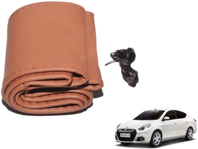 Auto Hub Hand Stiched Steering Cover For Renault Scala(Brown, Leatherite)