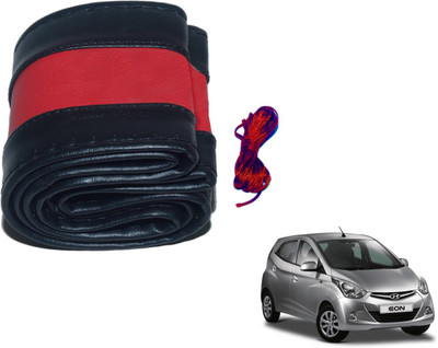 Auto Hub Hand Stiched Steering Cover For Hyundai Eon(Black, Red, Leatherite)