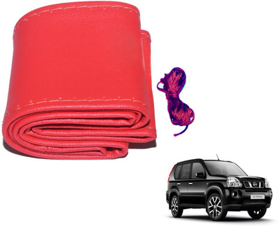 Auto Hub Hand Stiched Steering Cover For Nissan X-Trail(Red, Leatherite)