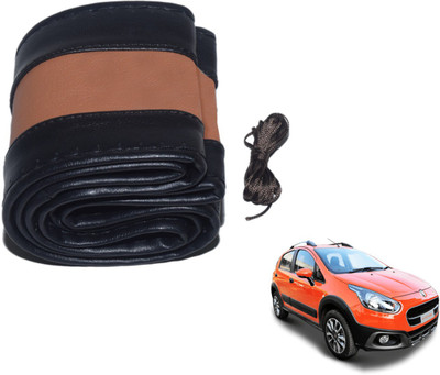 Auto Hub Hand Stiched Steering Cover For Fiat Avventura(Black, Brown, Leatherite)