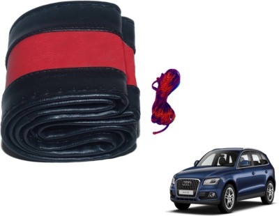 Auto Hub Hand Stiched Steering Cover For Audi Q5(Black, Red, Leatherite)
