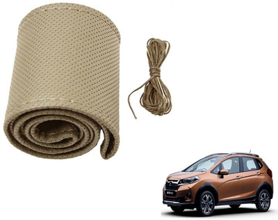 Auto Hub Hand Stiched Steering Cover For Honda NA(Beige, Leatherite)
