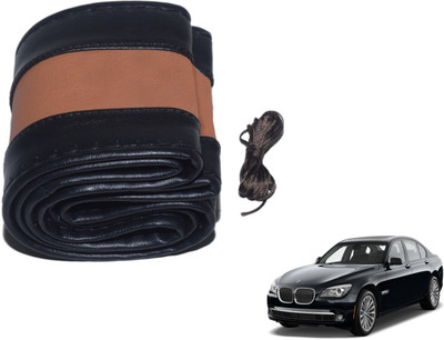 Auto Hub Hand Stiched Steering Cover For BMW 7 Series(Black, Brown, Leatherite)