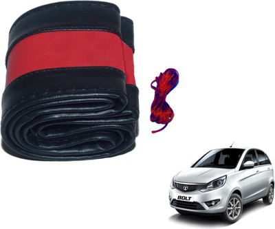 Auto Hub Hand Stiched Steering Cover For Tata Bolt(Black, Red, Leatherite)