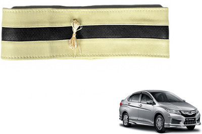 Auto Hub Hand Stiched Steering Cover For Honda New City(Beige, Black, Leatherite)