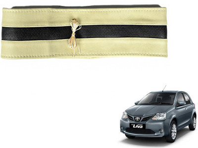 Auto Hub Hand Stiched Steering Cover For Toyota Etios Liva(Beige, Black, Leatherite)