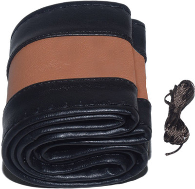 Auto Hub Hand Stiched Steering Cover For Hyundai NA(Black, Tan, Leatherite)