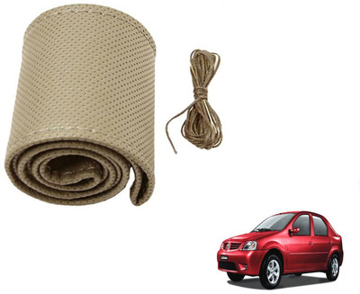 Auto Hub Hand Stiched Steering Cover For Mahindra Logan(Beige, Leatherite)