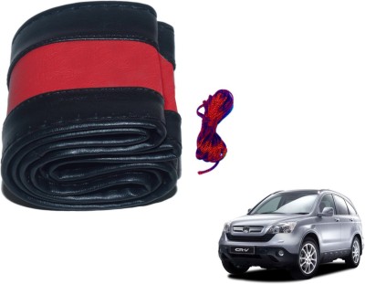 Auto Hub Hand Stiched Steering Cover For Honda CR-V(Black, Red, Leatherite)
