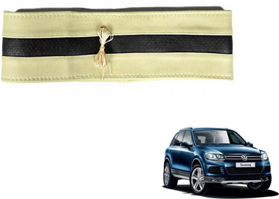 Auto Hub Hand Stiched Steering Cover For Volkswagen Touareg(Beige, Black, Leatherite)