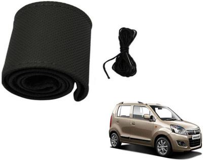 Auto Hub Hand Stiched Steering Cover For Maruti WagonR Stingray(Black, Leatherite)