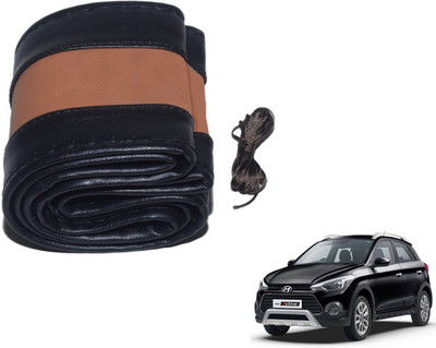 Auto Hub Hand Stiched Steering Cover For Hyundai i20(Black, Brown, Leatherite)