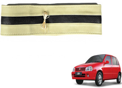 Auto Hub Hand Stiched Steering Cover For Maruti Zen(Beige, Black, Leatherite)