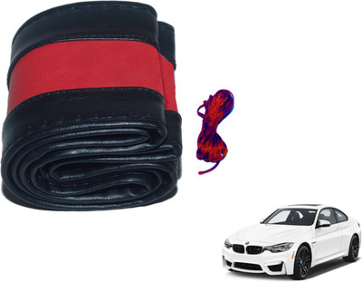 Auto Hub Hand Stiched Steering Cover For BMW 325i(Black, Red, Leatherite)