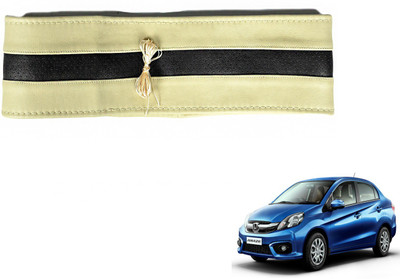 Auto Hub Hand Stiched Steering Cover For Honda Amaze(Beige, Black, Leatherite)
