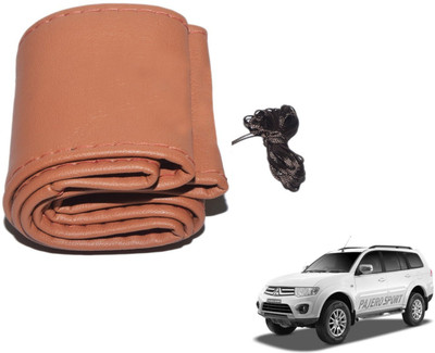 Auto Hub Hand Stiched Steering Cover For Mitsubishi Pajero Sport(Brown, Leatherite)