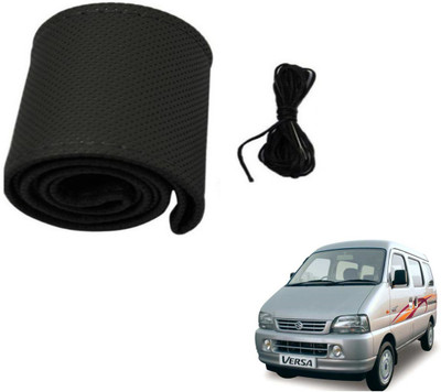 Auto Hub Hand Stiched Steering Cover For Maruti Versa(Black, Leatherite)