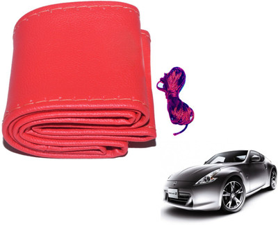 Auto Hub Hand Stiched Steering Cover For Nissan 370z(Red, Leatherite)