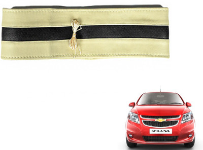 Auto Hub Hand Stiched Steering Cover For Chevrolet UVA(Beige, Black, Leatherite)