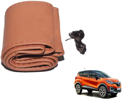 Auto Hub Hand Stiched Steering Cover For Renault NA(Brown, Leatherite)