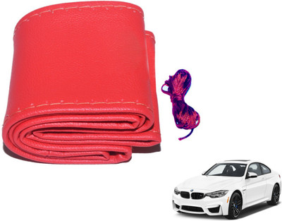 Auto Hub Hand Stiched Steering Cover For BMW 325i(Red, Leatherite)