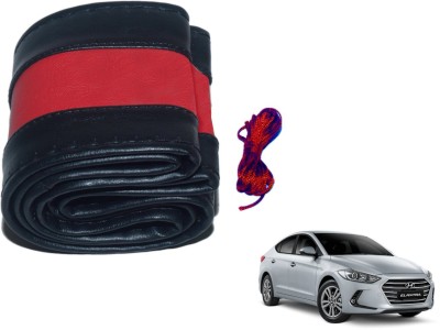 Auto Hub Hand Stiched Steering Cover For Hyundai Elantra(Black, Red, Leatherite)
