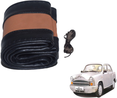 Auto Hub Hand Stiched Steering Cover For HM Ambassador(Black, Brown, Leatherite)