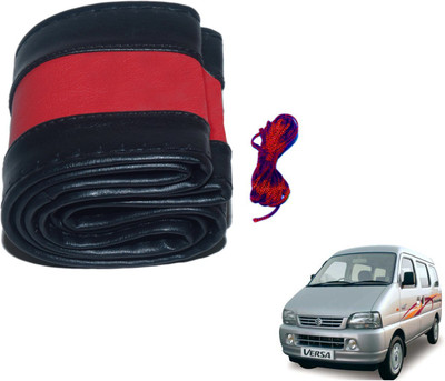 Auto Hub Hand Stiched Steering Cover For Maruti Versa(Black, Red, Leatherite)