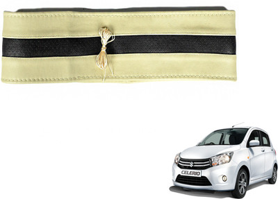 Auto Hub Hand Stiched Steering Cover For Maruti Celerio(Beige, Black, Leatherite)
